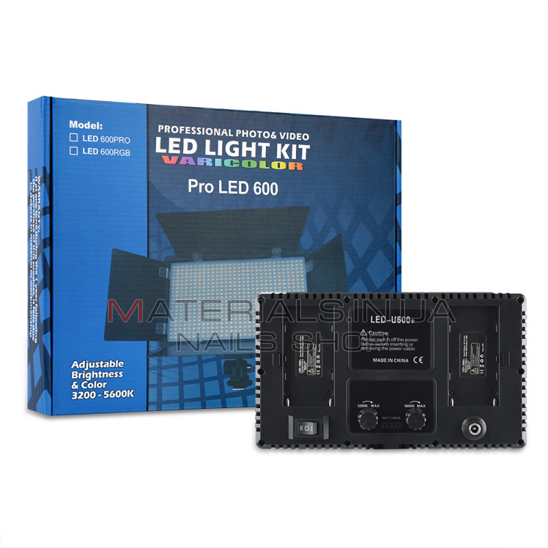 LED-відеосвітло U600, 21 × 12 см, 480 світлодіодів, 3200 K-5500 K, пульт ДК