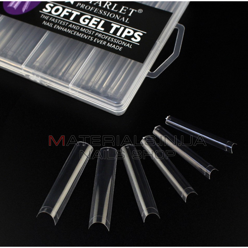 Типси гелеві Starlet Professional Soft Gel Tips 4, 240 шт., екстра довгий арочний квадрат, прозорі