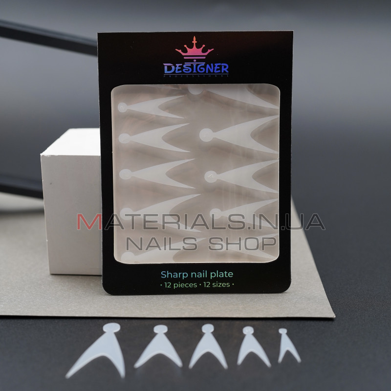 Nail Molds 12шт. (Sharp nail plate - L) - Силіконові молди різних розмірів для дизайну нігтів та французького манікюру Дизайнер