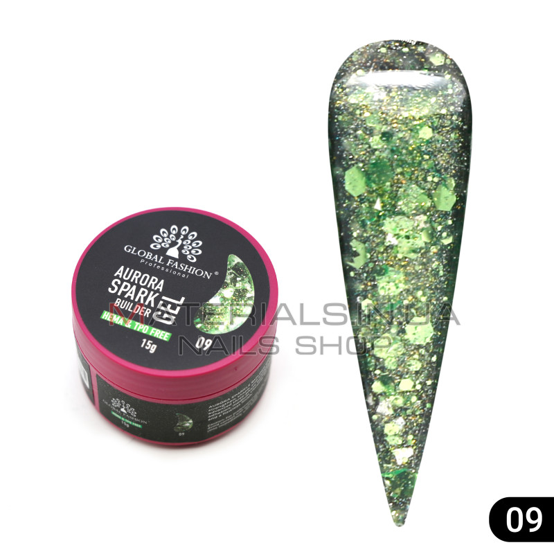 Гель для моделювання нігтів 15 г, Aurora Spark Builder gel 09