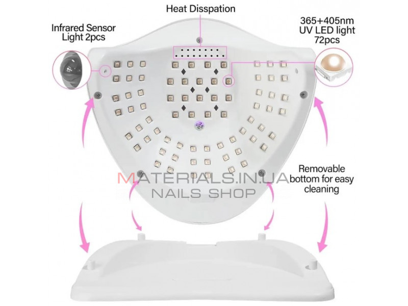 Універсальна UV/LED лампа Sun X17 Max для сушіння гель-лаку з підставкою для телефону, 320 Вт.