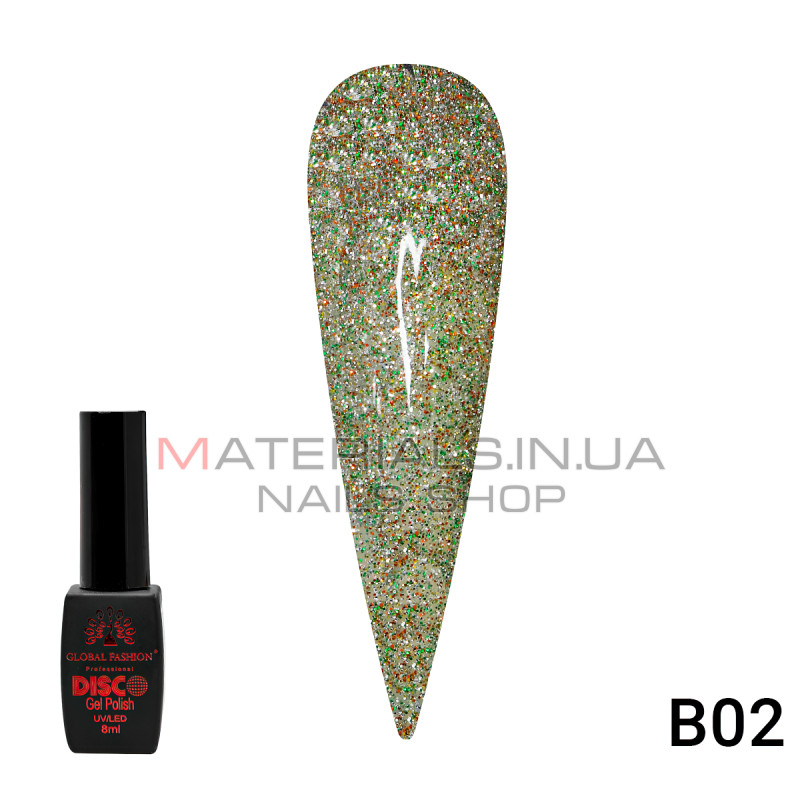 Гель лак Disco Gel Polish, Global Fashion, светоотражающий, 8 мл B02