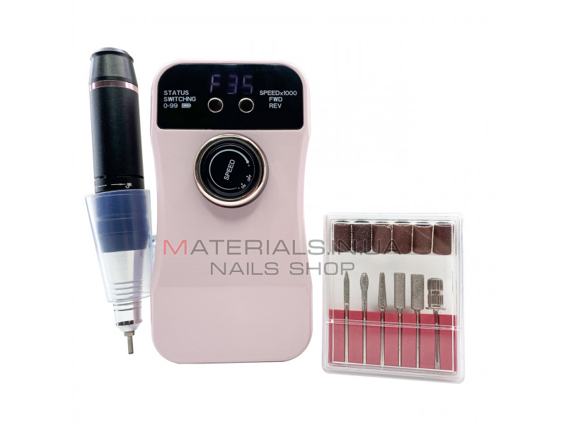 Фрезер для манікюру рожевий акумуляторний Nail Master ZS-230 35000 об/м фрезер портативний манікюрний ЗС 230