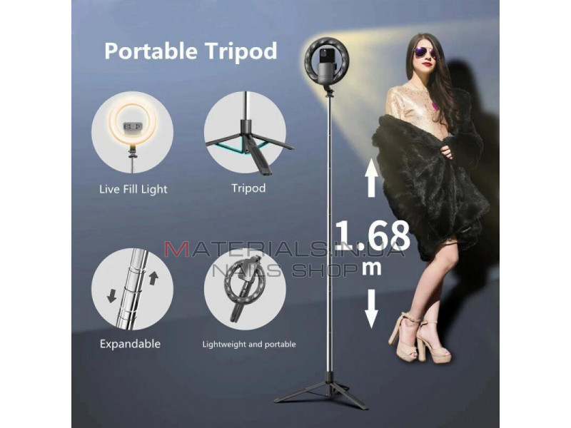 Лампа кольцевая комплект LED 20 cm 8" Q05S 80 pcs 3000K-6500K batter with tripod stand