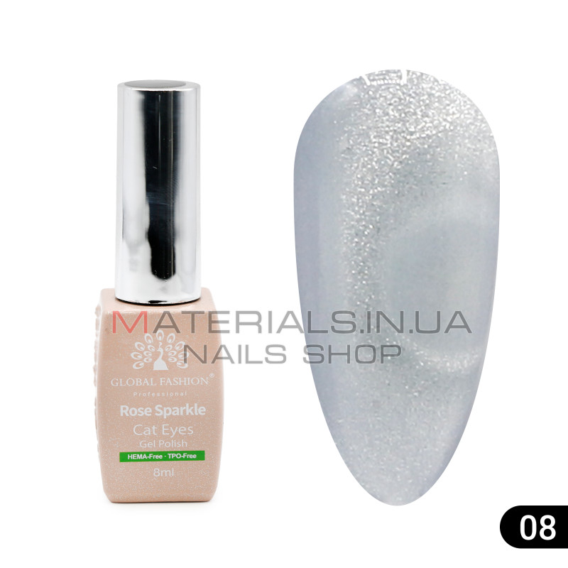 Гель лак кошачий глаз Rose Sparkle 8 мл, 08