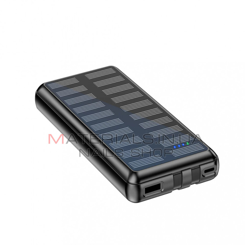 Power Bank Rixus RXPB47, 20000 мА·год, 22,5 Вт, вбудовані кабелі, сонячна панель