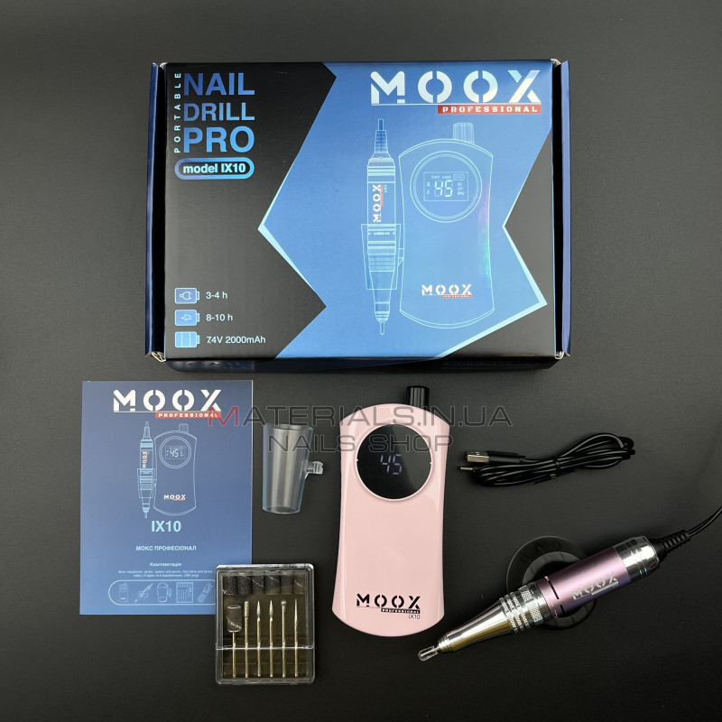 Фрезер Мокс IX10 (Pink) на акуммуляторі 45 000 об/хв і 35 W. для манікюру та педикюру Фрезер Мокс IX10 (Pink) на акуммуляторі 45 000 об/хв і 35 W. для манікюру та педикюру