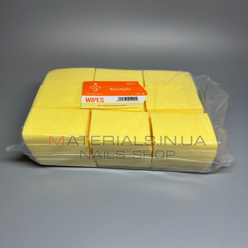 Серветки безворсові Bee Nails 6х4см жовті 1000шт