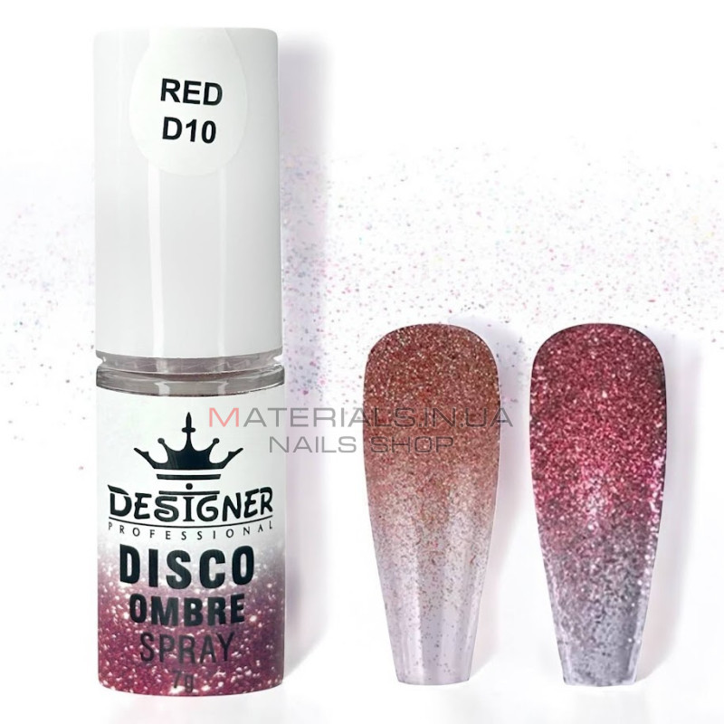 Disco Ombre Spray (7 г.) Red D10 - світловідбивна спрей пудра Дизайнер для створення омбре на нігтях Disco Ombre Spray (7 г.) Red D10 - світловідбивна спрей пудра Дизайнер для створення омбре на нігтях