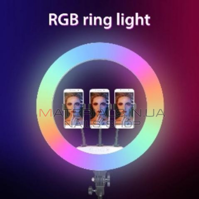 Кільцева LED-лампа RL-21, RGB Original 54 см, 65 Вт, 416 світлодіодів, пульт ДК, 3 м cable with plug, 3 holder, сумка