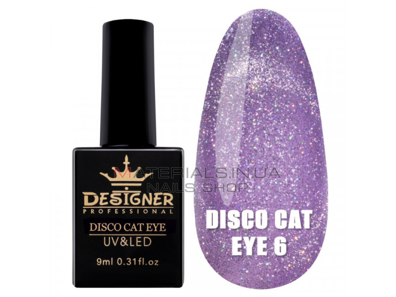 Светоотражающий гель-лак Disco Cat Eye №6, 9 мл., Дизайнер (Кошачий глаз)