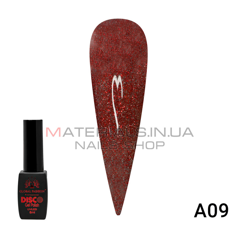 Гель лак Disco Gel Polish, Global Fashion, светоотражающий, 8 мл A09