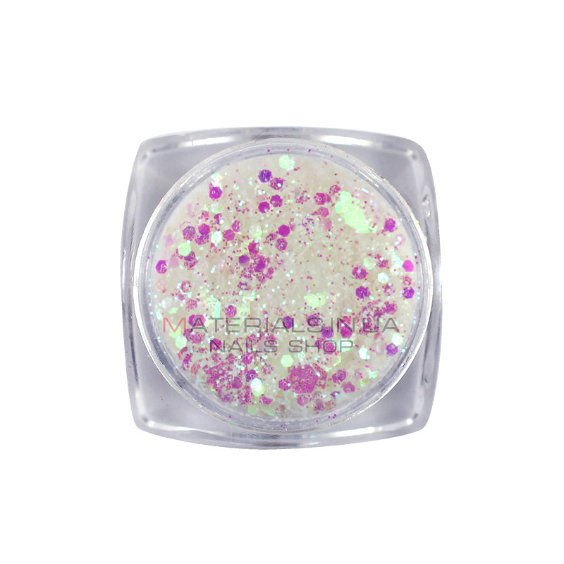 Декор для нігтів Starlet Professional блискітки з конфетті DT-07, колір рожевий з перламутром
