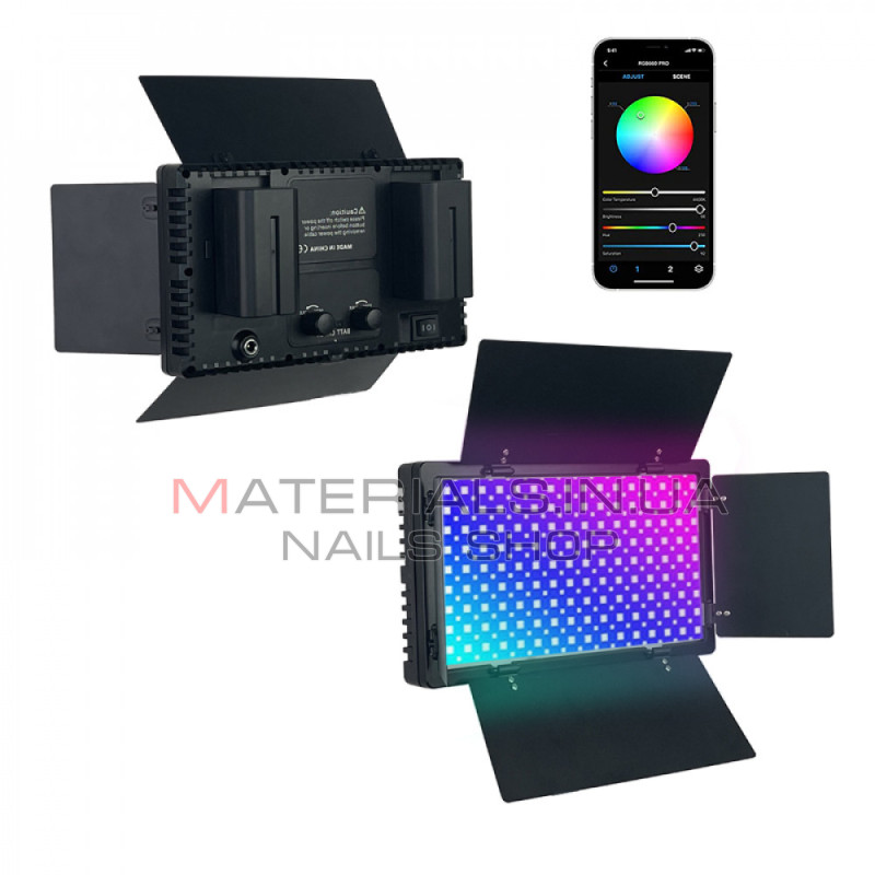 LED-відеосвітло Pro 600 RGB, панельне світло, 2 акумулятор(4400 мА·год), зарядний пристрій, сумка, пульт ДК