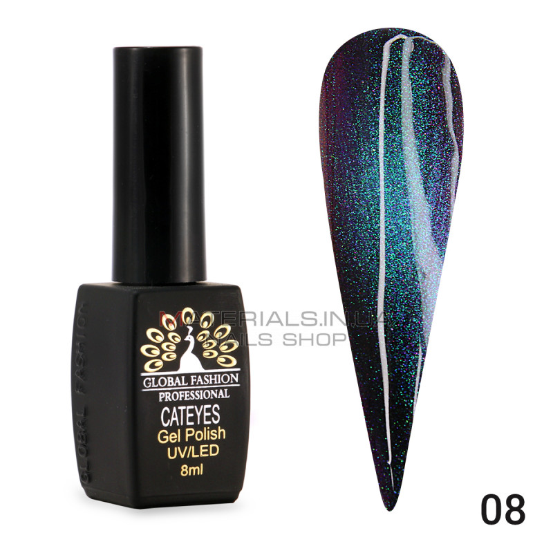 Гель лак котяче око 24D Galactic Global Fashion 8 мл, 08 Гель лак котяче око 24D Galactic Global Fashion 8 мл, 08