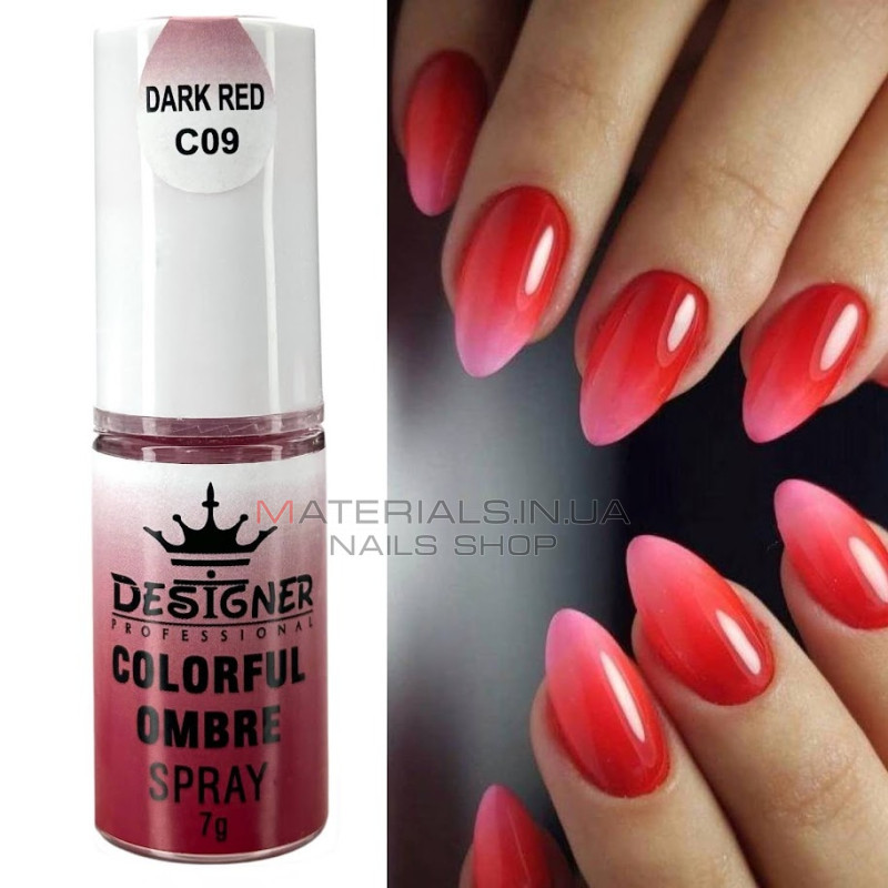 Colorful Ombre Spray, 7 г. Dark Red C09 (Темно-червоний) - спрей пудра Дизайнер для створення омбре на нігтях Colorful Ombre Spray, 7 г. Dark Red C09 (Темно-червоний) - спрей пудра Дизайнер для створення омбре на нігтях