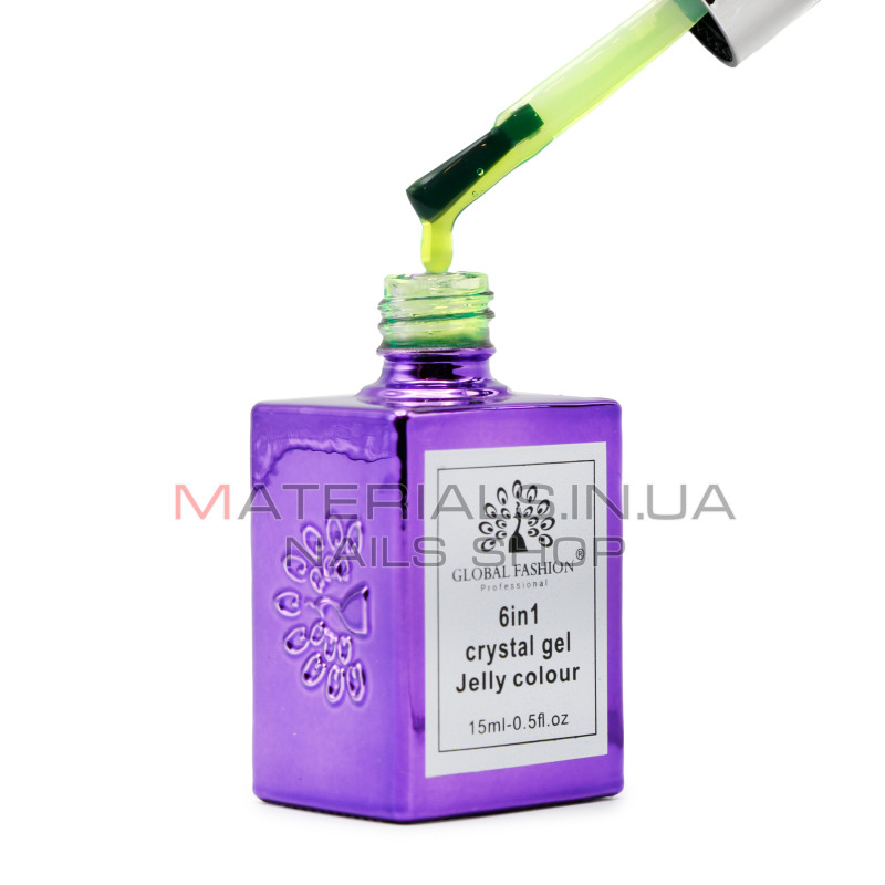 Гель для нарощування 6 in 1 crystal gel jelly colour, 15 мл, 6602