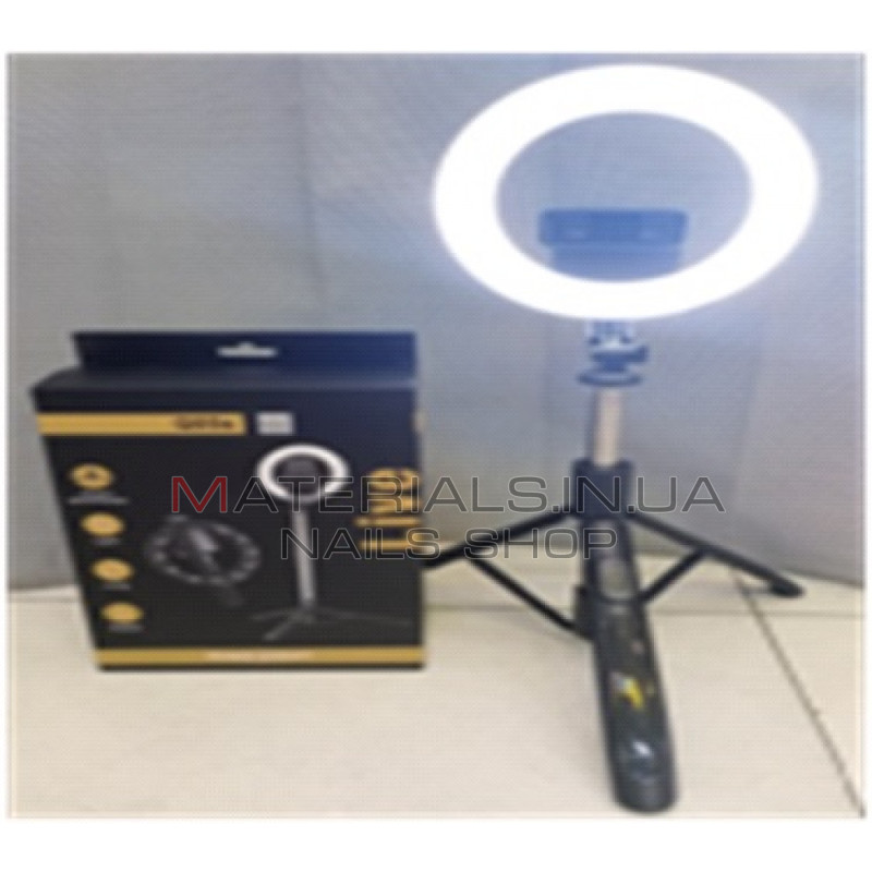 Кільцева LED-лампа Q05S, 20 см, 8″, 80 шт., 3300 K-6500 K + штатив Tripod (1,68 м) з тримачем + пульт ДК
